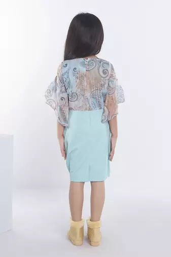 See green girls georgette ethnic motifs printed fit & flare dress