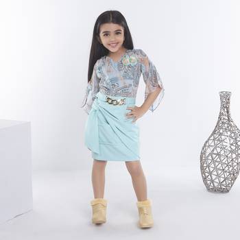 See green girls georgette ethnic motifs printed fit & flare dress 4