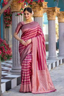 Multy color silk blend sarees with blouse 1