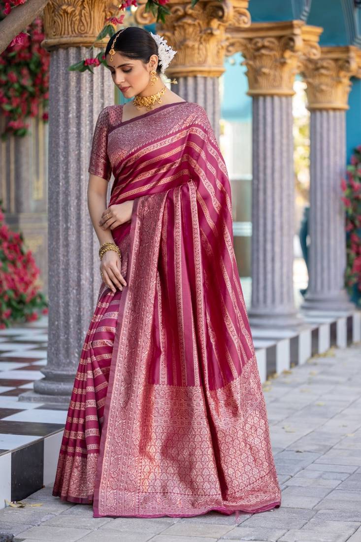 Multy color silk blend sarees with blouse
