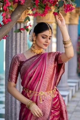 Multy color silk blend sarees with blouse 5