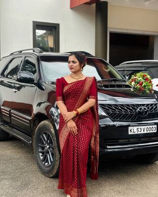 Maroon color silk blend sarees with blouse 2