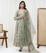 Mint green hand embroidered kurta set
