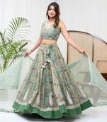 Mint Chanderi Lehenga Set