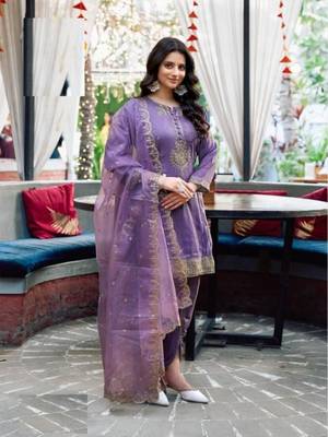 Light purple viscose silk full stitched wedding suits 1