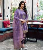 Light purple viscose silk full stitched wedding suits