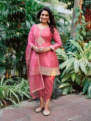 Light Pink Viscose Silk Full Stitched Punjabi Salwar Suit 1