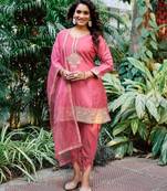 Light Pink Viscose Silk Full Stitched Punjabi Salwar Suit