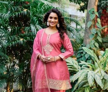 Light Pink Viscose Silk Full Stitched Punjabi Salwar Suit 2