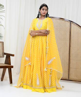 Yellow Chanderi Lehenga Set 1