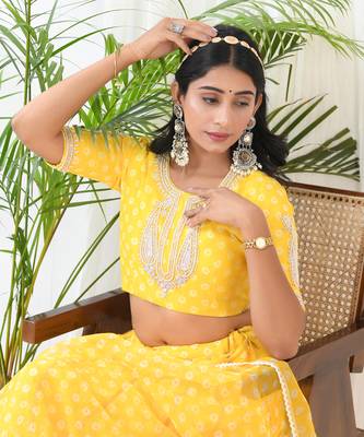 Yellow Chanderi Lehenga Set 3