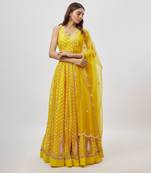 Yellow Chanderi Lehenga Set