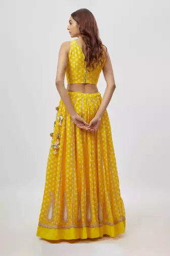 Yellow Chanderi Lehenga Set