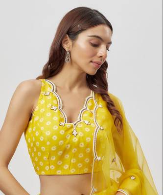 Yellow Chanderi Lehenga Set 3