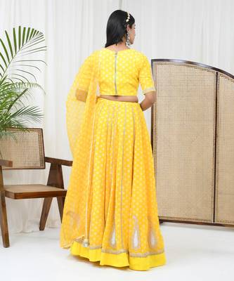 Yellow Chanderi Lehenga Set 5