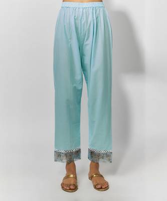 Sea green print chanderi embroidered anarkali set 3