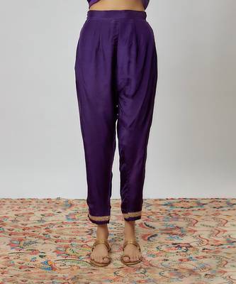 Purple hand embroidered kurta set 3