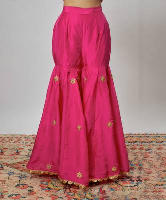 Hot pink hand embroidered sharara set 3