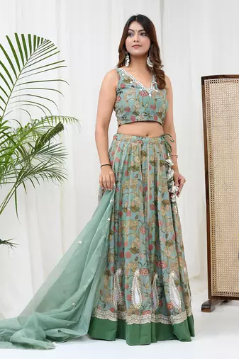 Rust color printed chanderi kurta set