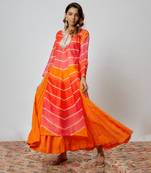 Multi colored lahariya chanderi kurta set