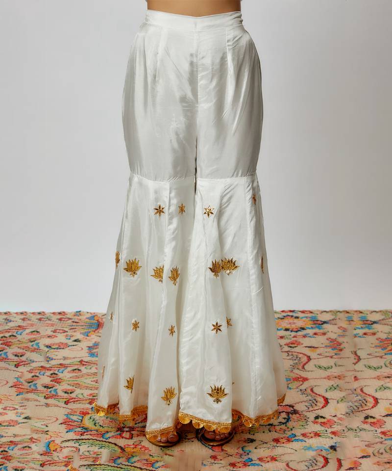 Ivory hand embroidered sharara set