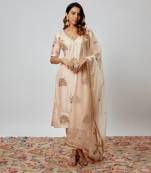 Peach hand embroidered kurta set