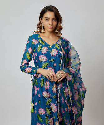 Rama green chanderi kurta set 2