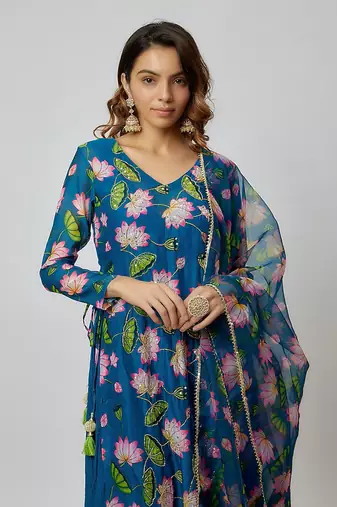 Rama green chanderi kurta set