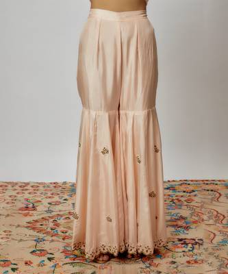 Peach hand embroidered sharara set 3