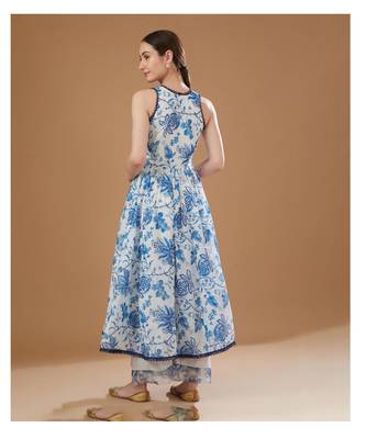 Royal blue chanderi anarkali set 4