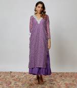 Purple lahariya printed chanderi kurta set
