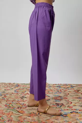 Purple lahariya printed chanderi kurta set