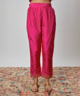 Hot pink hand embroidered kurta set 3