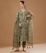 Mint chanderi kurta set