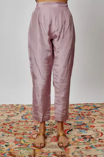 Mauve hand embroidered kurta set