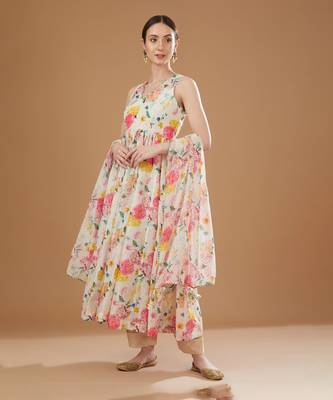 Multi color chanderi anarkali set 1