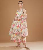 Multi color chanderi anarkali set