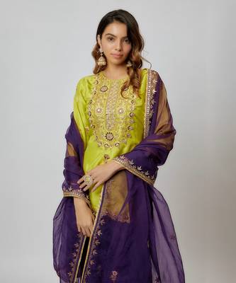 Purple  hand embroidered sharara set 2