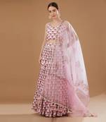 Ivory & Pink Block Print Lehenga Set
