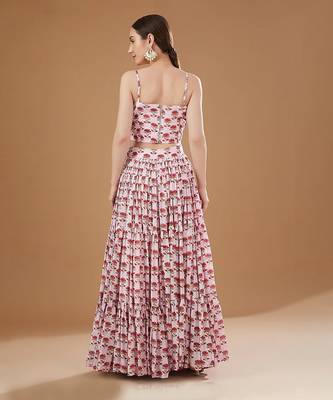 Ivory & Pink Block Print Lehenga Set 4