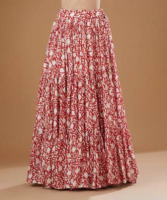 Ivory & Red Block Print Lehenga Set 3