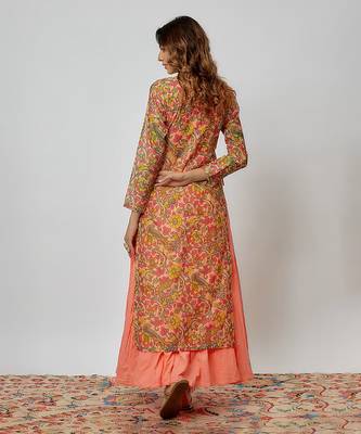 Multi colored printed chanderi kurta set 4