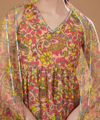 Multi color chanderi anarkali set 2