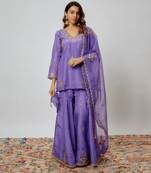 Voilet hand embroidered sharara set