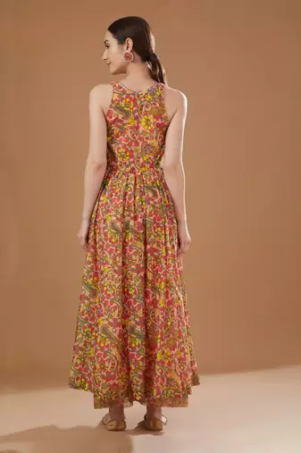 Multi color chanderi anarkali set