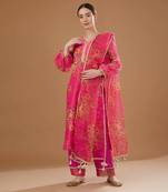 Hot pink chanderi kurta set