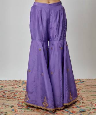 Voilet hand embroidered sharara set 3