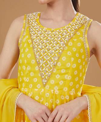 Yellow chanderi anarkali set 2