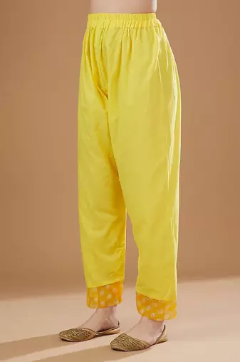 Yellow chanderi anarkali set