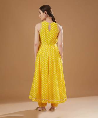 Yellow chanderi anarkali set 4